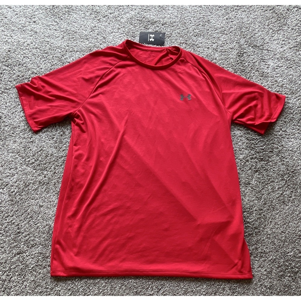 Under Armour Men's LT Red Short Sleeve Loose Poly Moisture Wicking (New)